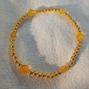 NWT Handcrafted Dark Topaz (November), Elegant 8" Gold & Beaded Bracelet